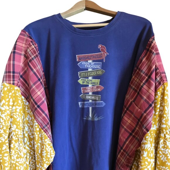 Upcycled Boho Poncho Fits XL-4X: Handmade Bohemian Tunic, Reworked Hippie Blouse - Picture 8 of 16